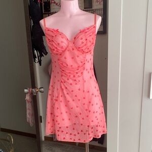 Heart Print Pink Babydoll